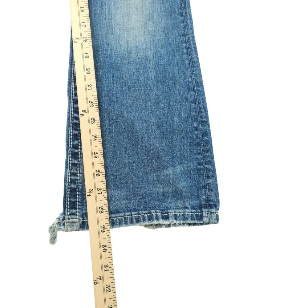 Miss Me Jeans Mid Rise Easy Boot Cut Faux Flap Size 30x29 READ Stretch Med Wash